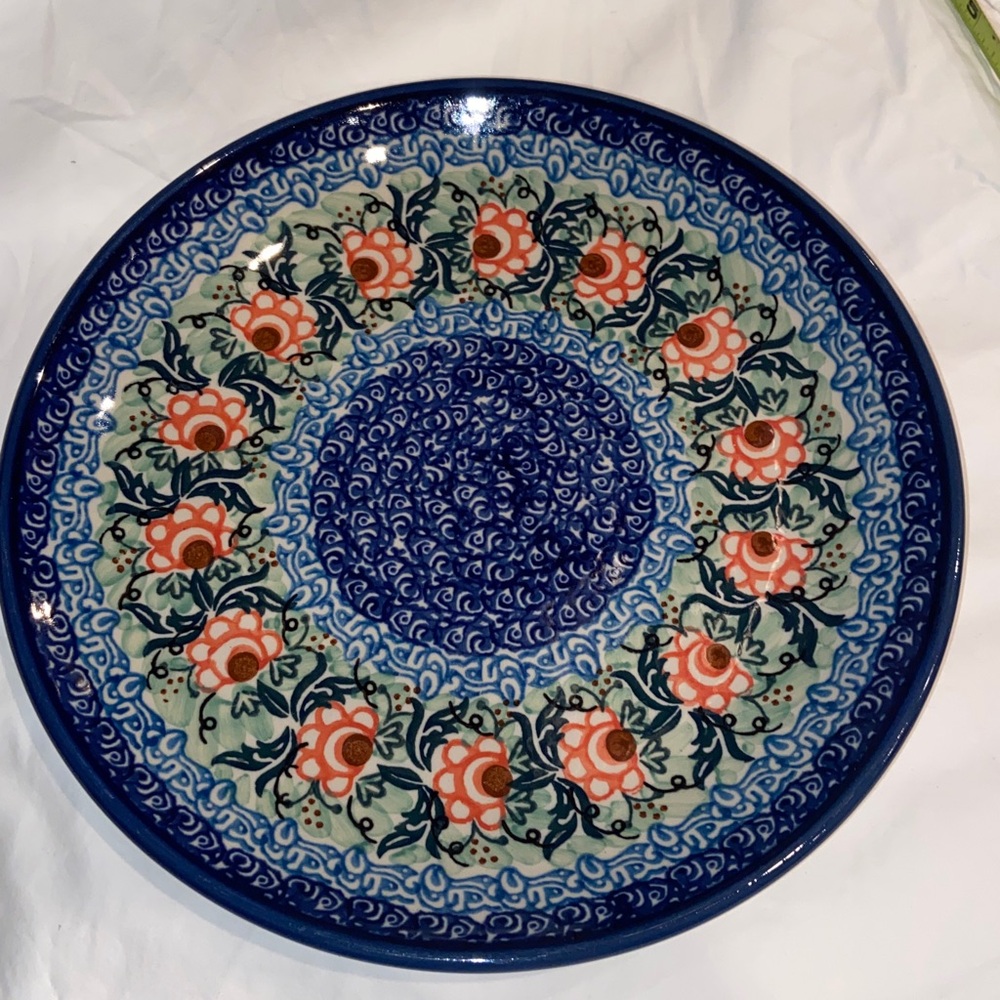 New unikat floral Polish Pottery Dinner Plate 10.5”